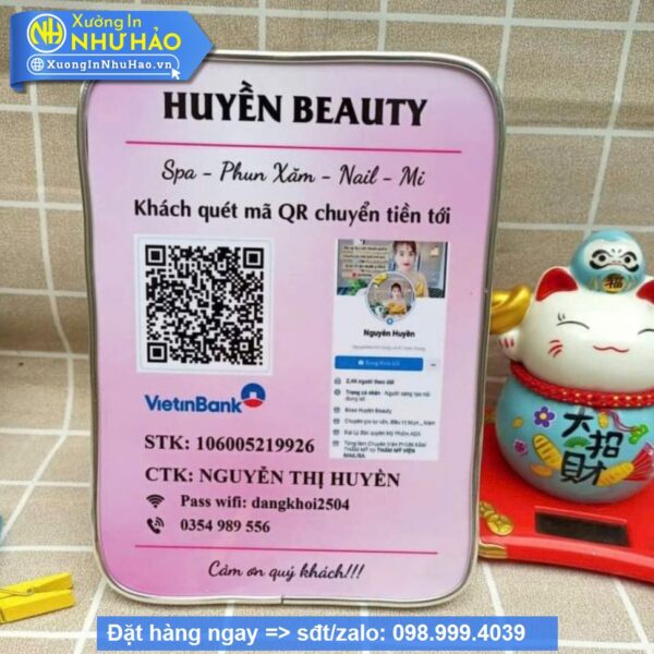 Bảng mã qr khung tráng gương