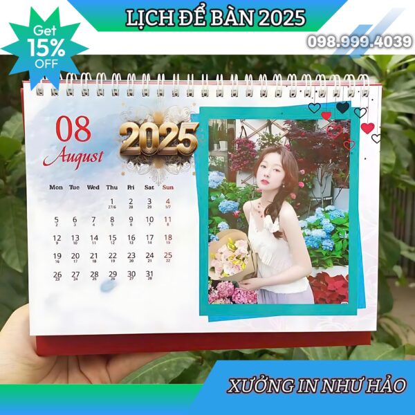 Lịch để bàn chữ A năm 2025