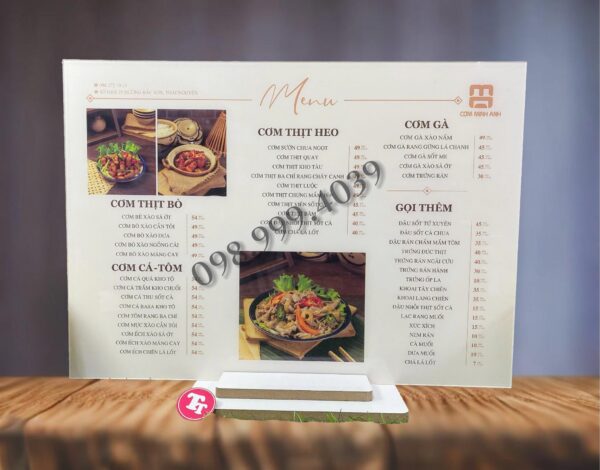 In menu quán giá rẽ - thiết kế theo yêu cầu