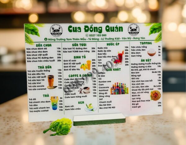 In menu quán giá rẽ - thiết kế theo yêu cầu