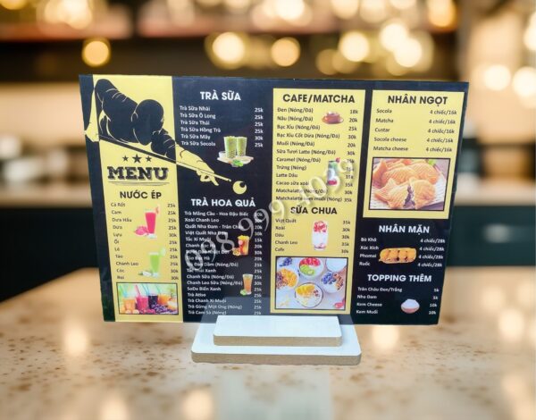 In menu quán giá rẽ - thiết kế theo yêu cầu