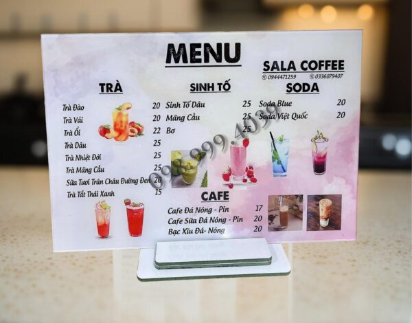 In menu quán giá rẽ - thiết kế theo yêu cầu