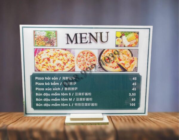 In menu quán giá rẽ - thiết kế theo yêu cầu