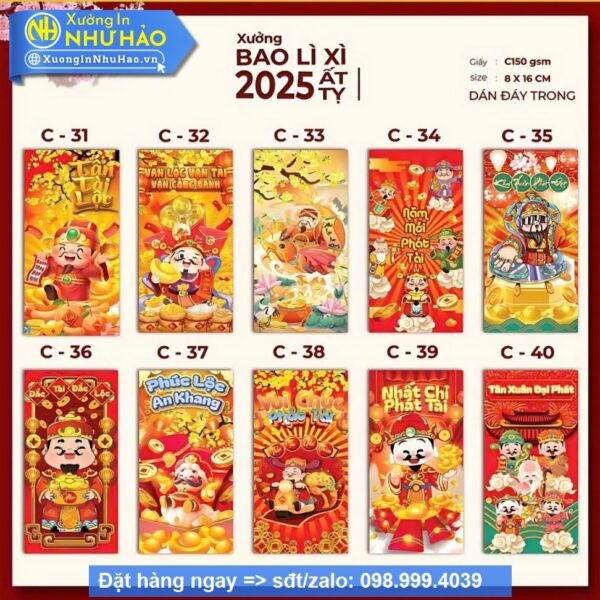 Set 10 Bao Lì Xì 2025 Độc Đáo