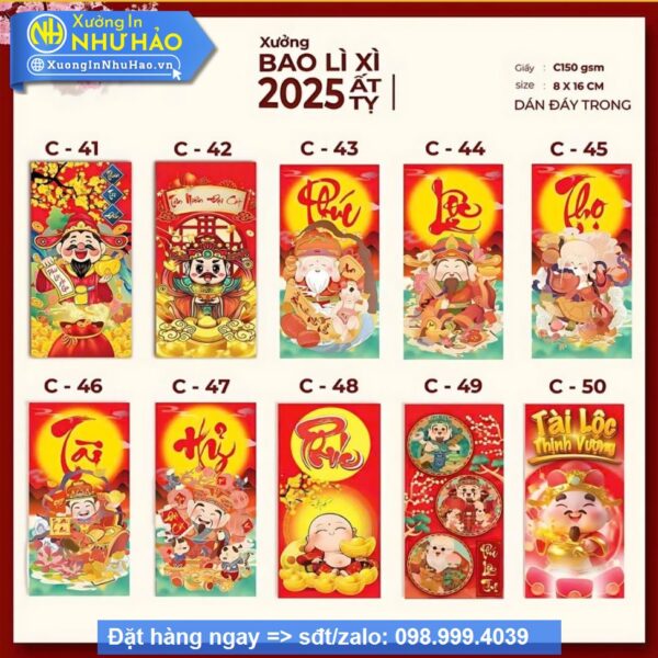 Set 10 Bao Lì Xì 2025 Độc Đáo