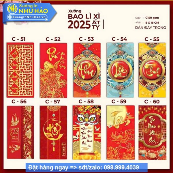 Set 10 Bao Lì Xì 2025 Độc Đáo