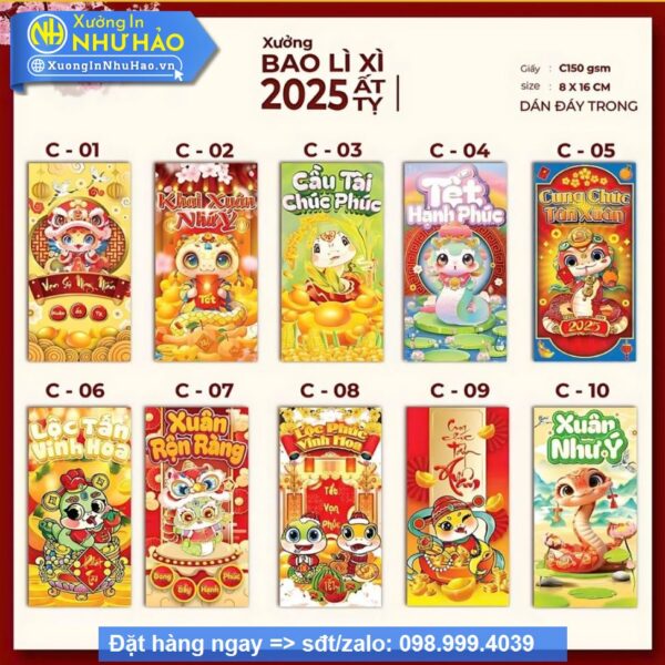 Set 10 Bao Lì Xì 2025 Độc Đáo