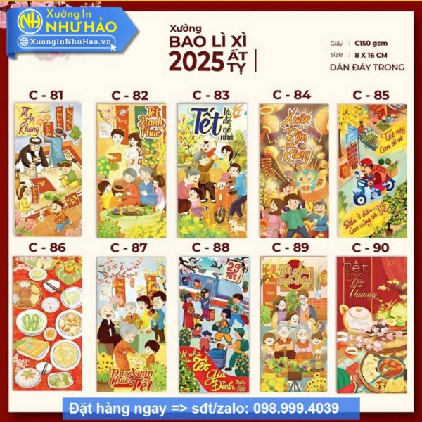 Set 10 Bao Lì Xì 2025 Độc Đáo