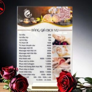 Bảng Menu Mica Để Bàn - Bảng Giá Dịch Vụ