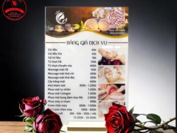 Bảng Menu Mica Để Bàn - Bảng Giá Dịch Vụ