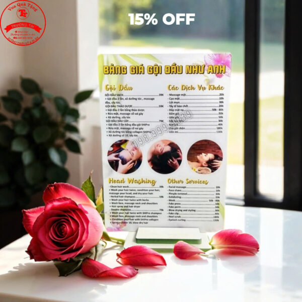 In Menu - bảng giá dịch vụ spa - Naill