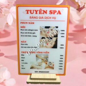 In menu quán - menu bảng giá dịch vụ spa