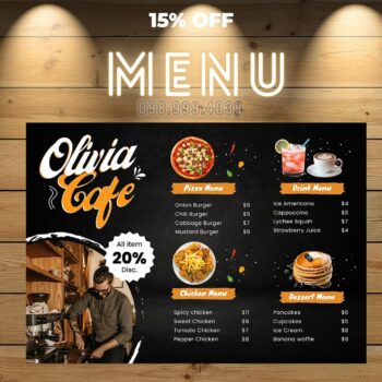 In Menu Nhà Hàng, Quán Cafe
