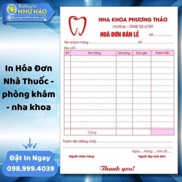 (Ship 4 Ngày) In Hóa Đơn Nha Khoa - Phòng Khám Theo Yêu Cầu, Báo Giá In Hóa Đơn Phòng Khám Nhanh Chóng - Hình ảnh 3