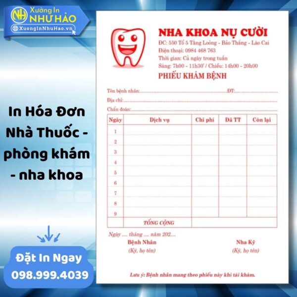 (Ship 4 Ngày) In Hóa Đơn Nha Khoa - Phòng Khám Theo Yêu Cầu, Báo Giá In Hóa Đơn Phòng Khám Nhanh Chóng - Hình ảnh 4