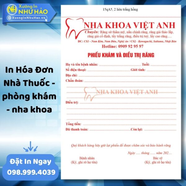 (Ship 4 Ngày) In Hóa Đơn Nha Khoa - Phòng Khám Theo Yêu Cầu, Báo Giá In Hóa Đơn Phòng Khám Nhanh Chóng - Hình ảnh 5