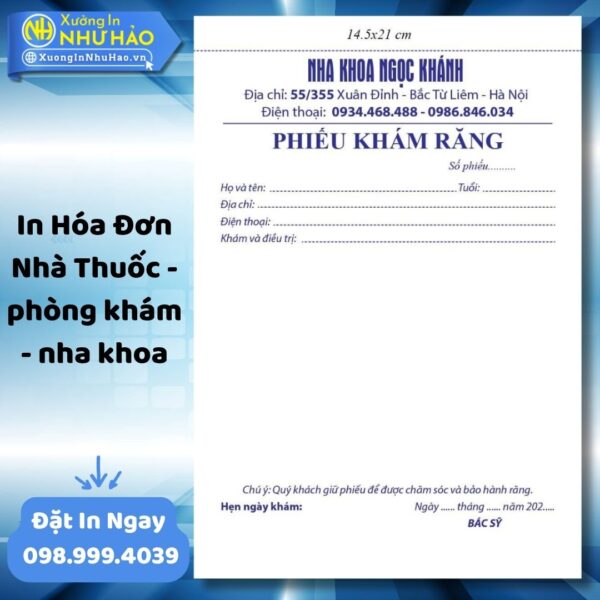 (Ship 4 Ngày) In Hóa Đơn Nha Khoa - Phòng Khám Theo Yêu Cầu, Báo Giá In Hóa Đơn Phòng Khám Nhanh Chóng - Hình ảnh 6