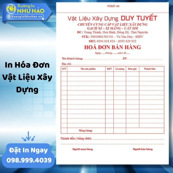 (Ship 4 Ngày) In Hóa Đơn Vật Liệu Xây Dựng Theo Yêu Cầu: Báo Giá Nhanh, In Hóa Đơn Thông Thường Chất Lượng Cao - Hình ảnh 2