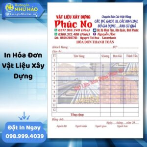 (Ship 4 Ngày) In Hóa Đơn Vật Liệu Xây Dựng Theo Yêu Cầu: Báo Giá Nhanh, In Hóa Đơn Thông Thường Chất Lượng Cao