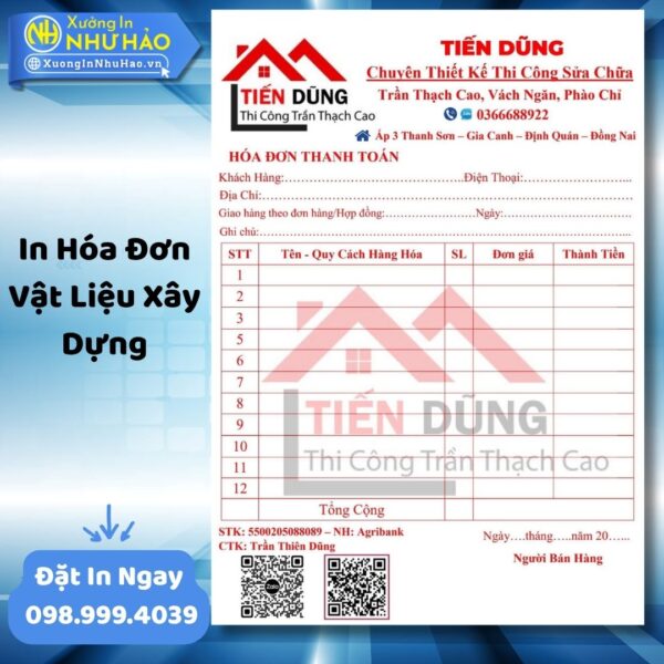 (Ship 4 Ngày) In Hóa Đơn Vật Liệu Xây Dựng Theo Yêu Cầu: Báo Giá Nhanh, In Hóa Đơn Thông Thường Chất Lượng Cao - Hình ảnh 4