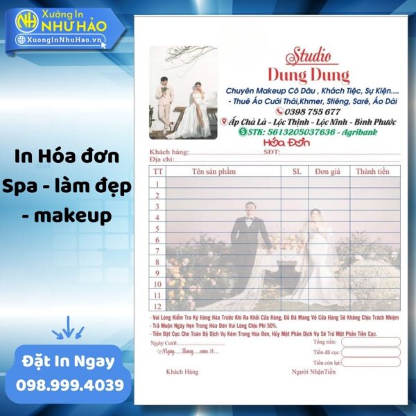 (Ship 4 Ngày) Đặt In Hóa Đơn Spa - Làm Đẹp - Makeup Giá Rẻ, Thiết Kế Miễn Phí, Giao Toàn Quốc - Hình ảnh 6