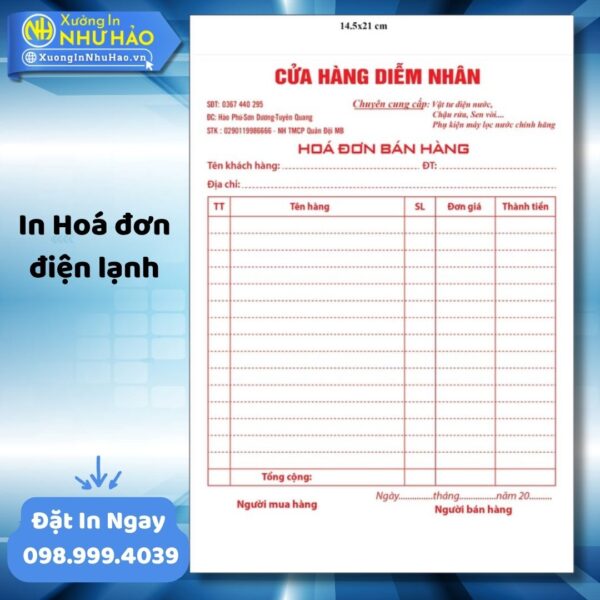 (Ship 4 Ngày) In Hoá Đơn Điện Lạnh Theo Yêu Cầu, Giá Rẻ Tại Xưởng, Nâng Tầm Chuyên Nghiệp - Hình ảnh 3