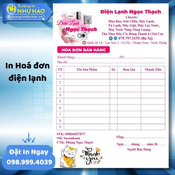 (Ship 4 Ngày) In Hoá Đơn Điện Lạnh Theo Yêu Cầu, Giá Rẻ Tại Xưởng, Nâng Tầm Chuyên Nghiệp - Hình ảnh 2
