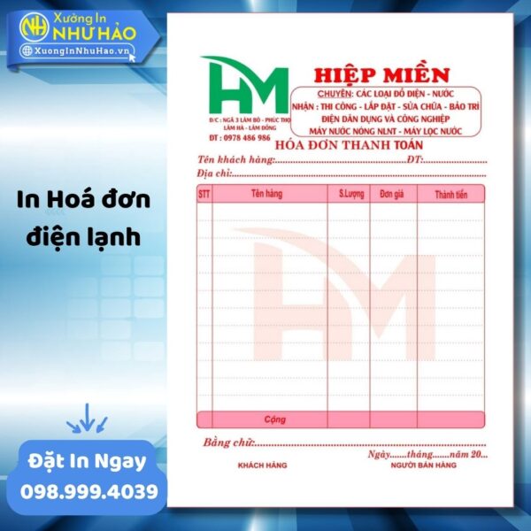 (Ship 4 Ngày) In Hoá Đơn Điện Lạnh Theo Yêu Cầu, Giá Rẻ Tại Xưởng, Nâng Tầm Chuyên Nghiệp - Hình ảnh 5