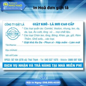(Ship 4 Ngày) In Hóa Đơn Giặt Là Chuyên Nghiệp, Giá Rẻ Tại Xưởng Như Hảo - Thiết Kế Miễn Phí, Giao Nhanh Toàn Quốc