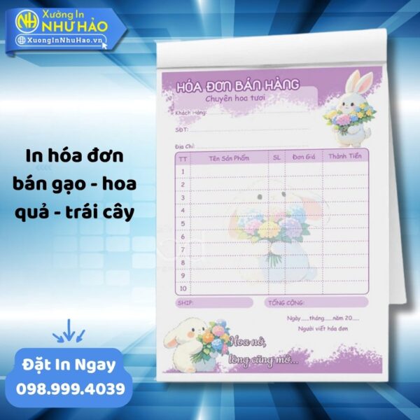 (Ship 4 Ngày) In Hóa Đơn Bán Gạo - Hoa Quả - Trái Cây Theo Yêu Cầu, Cuốn Hóa Đơn Bán Lẻ Nông Sản - Hình ảnh 4
