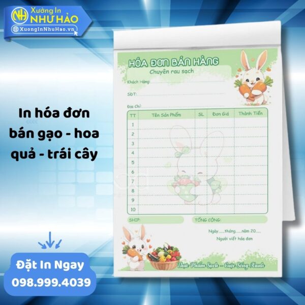 (Ship 4 Ngày) In Hóa Đơn Bán Gạo - Hoa Quả - Trái Cây Theo Yêu Cầu, Cuốn Hóa Đơn Bán Lẻ Nông Sản - Hình ảnh 5