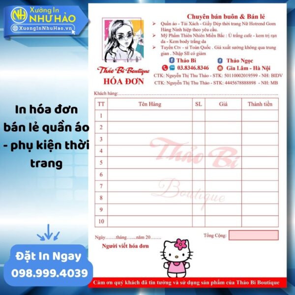 (Ship 4 Ngày) In Hóa Đơn Bán Lẻ Quần Áo - Thời Trang Giá Rẻ Theo Yêu Cầu - Hình ảnh 2