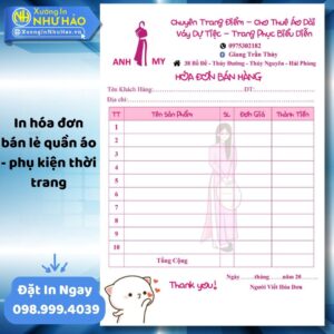 (Ship 4 Ngày) In Hóa Đơn Bán Lẻ Quần Áo - Thời Trang Giá Rẻ Theo Yêu Cầu