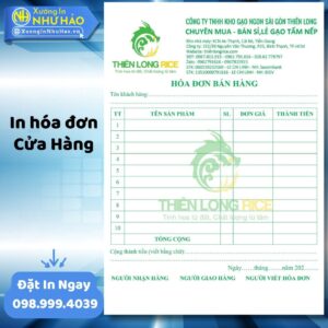 In Hóa Đơn Cửa Hàng Theo Yêu Cầu, In Hóa Đơn 2 Liên Giá Rẻ, Chất Lượng - Xưởng In Như Hảo