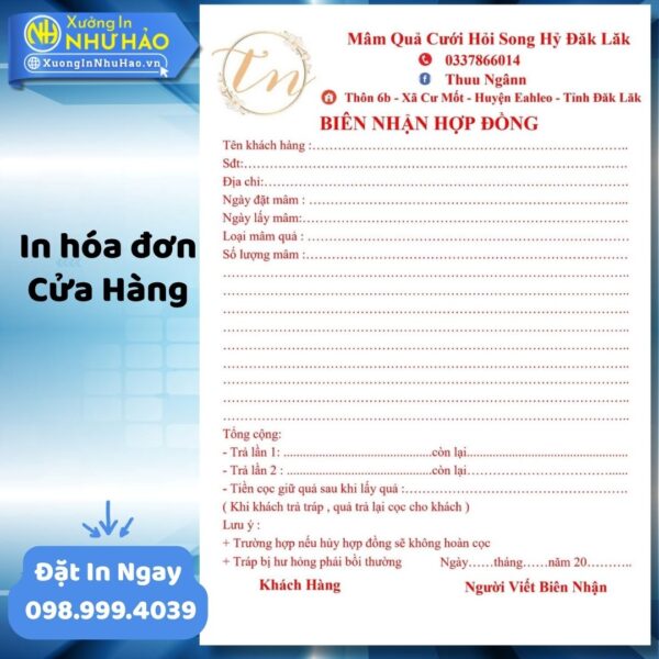 In Hóa Đơn Cửa Hàng Theo Yêu Cầu, In Hóa Đơn 2 Liên Giá Rẻ, Chất Lượng - Xưởng In Như Hảo - Hình ảnh 4