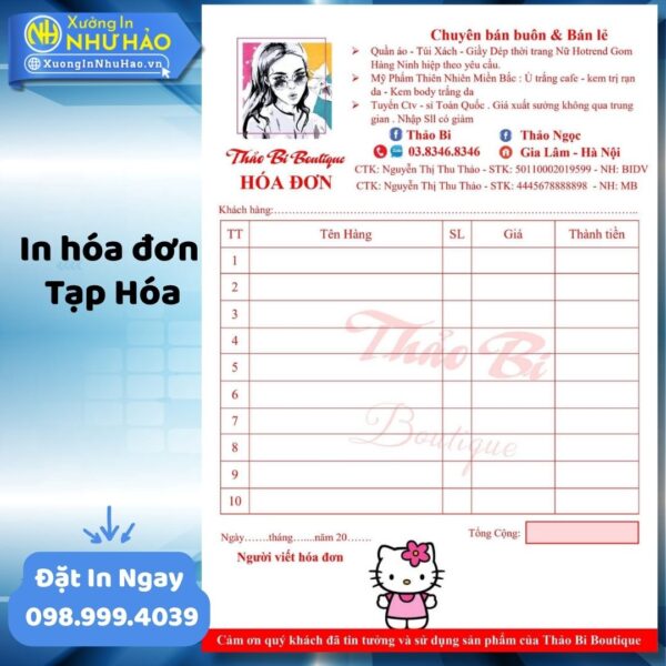 Giải Pháp In Hóa Đơn Tạp Hóa Toàn Diện Từ Như Hảo. Mẫu Mã Đa Dạng, Tùy Chỉnh Linh Hoạt, Giấy Tốt, Mực Nét - Hình ảnh 3