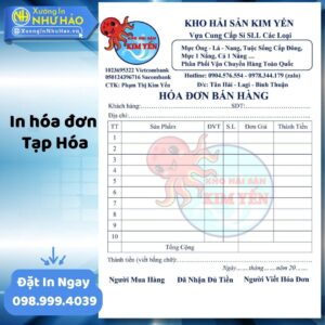 Giải Pháp In Hóa Đơn Tạp Hóa Toàn Diện Từ Như Hảo. Mẫu Mã Đa Dạng, Tùy Chỉnh Linh Hoạt, Giấy Tốt, Mực Nét