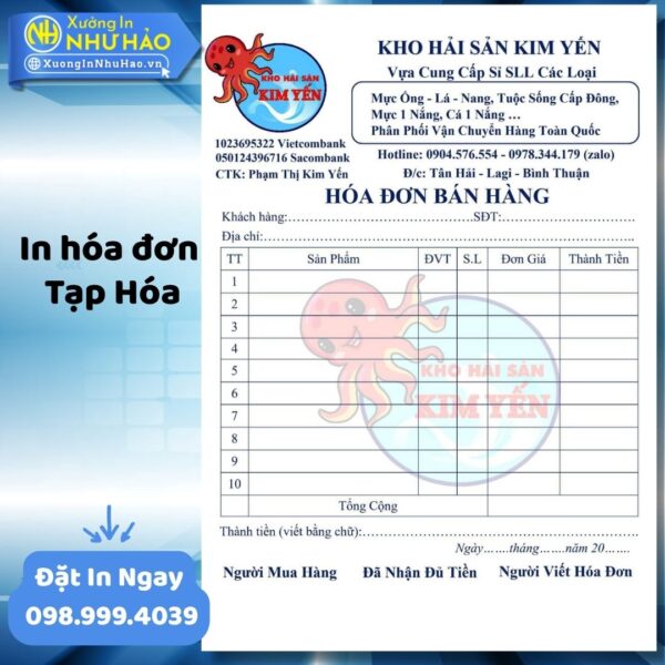 Giải Pháp In Hóa Đơn Tạp Hóa Toàn Diện Từ Như Hảo. Mẫu Mã Đa Dạng, Tùy Chỉnh Linh Hoạt, Giấy Tốt, Mực Nét