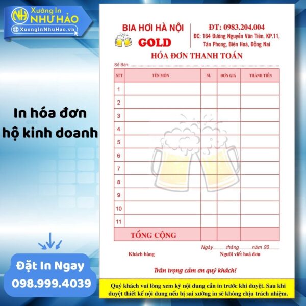 Địa Chỉ In Hóa Đơn Bán Hàng Hộ Kinh Doanh Chuyên Nghiệp, Đa Dạng Mẫu Mã, Kích Thước Theo Yêu Cầu Tại Như Hảo - Hình ảnh 2