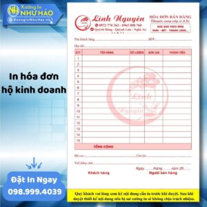 Địa Chỉ In Hóa Đơn Bán Hàng Hộ Kinh Doanh Chuyên Nghiệp, Đa Dạng Mẫu Mã, Kích Thước Theo Yêu Cầu Tại Như Hảo
