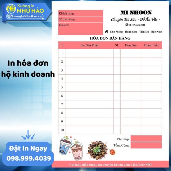 Địa Chỉ In Hóa Đơn Bán Hàng Hộ Kinh Doanh Chuyên Nghiệp, Đa Dạng Mẫu Mã, Kích Thước Theo Yêu Cầu Tại Như Hảo - Hình ảnh 4