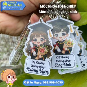 Móc Khóa Tốt Nghiệp Theo Yêu Cầu: Quà Tặng Ý Nghĩa, Chất Liệu Mica in 2 mặt dày 4mm, kích thước 5.5 cm. miễn phí thiết kế và in tên từng bé