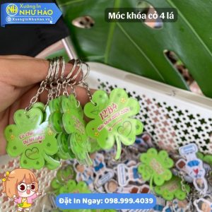 Móc Khóa Cỏ 4 Lá In Tên Theo Yêu Cầu - Quà Tặng May Mắn In Móc Khóa Mica Bền Đẹp Theo Yêu Cầu