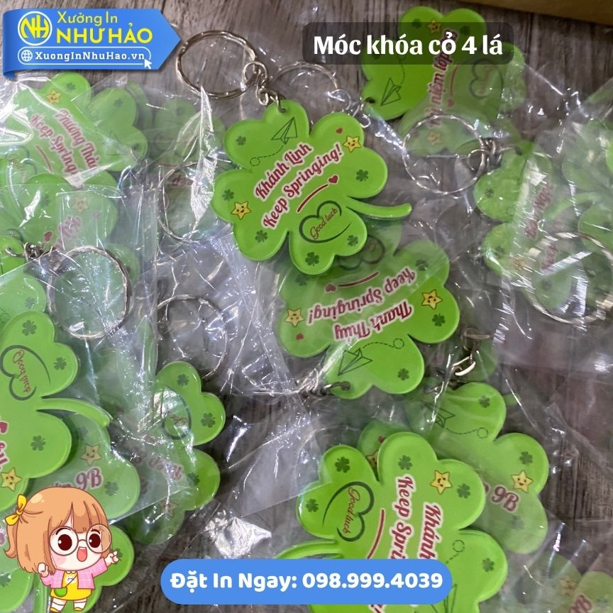 Móc Khóa Cỏ 4 Lá In Tên Theo Yêu Cầu - Quà Tặng May Mắn In Móc Khóa Mica Bền Đẹp Theo Yêu Cầu - Ảnh 3