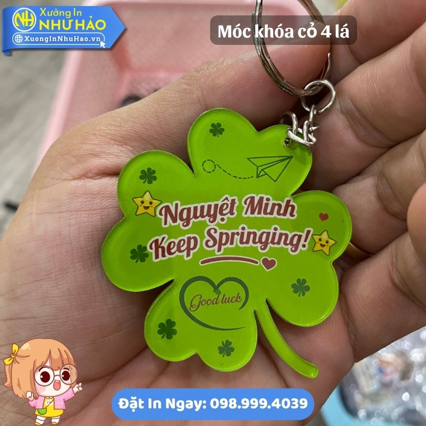 Móc Khóa Cỏ 4 Lá In Tên Theo Yêu Cầu - Quà Tặng May Mắn In Móc Khóa Mica Bền Đẹp Theo Yêu Cầu - Ảnh 2
