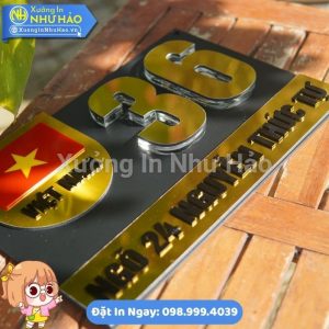 Bảng Số Nhà Có Logo Việt Nam Biểu Tượng Lá Cờ Chữ Nổi Mica Alu Vàng Gương Chống Rỉ Sét Chịu Nắng Mưa Theo Yêu Cầu