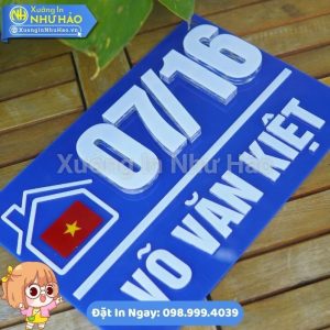 Biển Số Nhà Mica Chữ Nổi Màu Trắng Nền Xanh Cao Cấp Chịu Nắng Mưa Chống Rỉ Sét Bền Đẹp Làm Theo Yêu Cầu