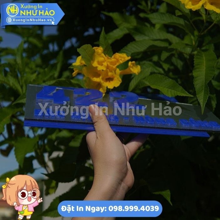 Biển Số Nhà Mica Chữ Nổi Phối Alu Gương Xước Xanh Bạc Chịu Nắng Mưa Bền Đẹp Theo Thời Gian Làm Theo Yêu Cầu Cực Đẹp - Ảnh 2