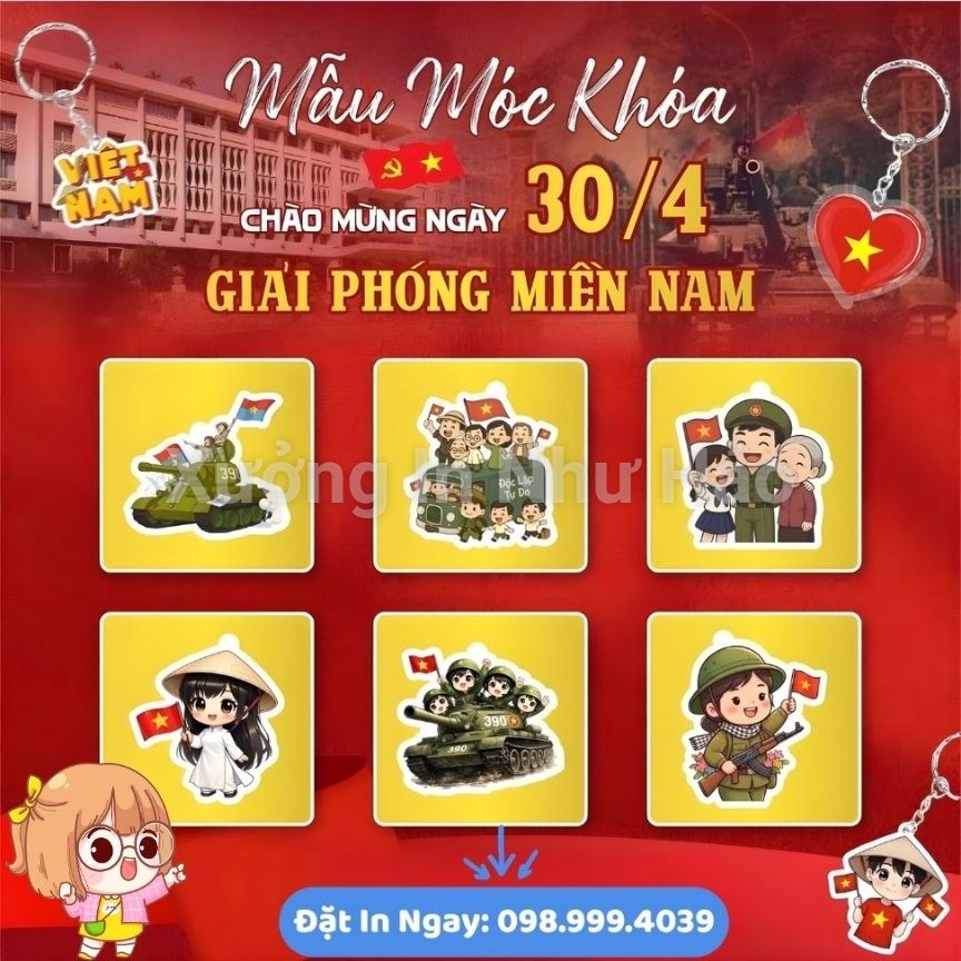 In Móc Khóa Mica - 30/4 Và 1/5 In Theo Yêu Cầu Giá Rẻ Tại Xưởng Tốt Tại Xưởng In Như Hảo - Ảnh 2