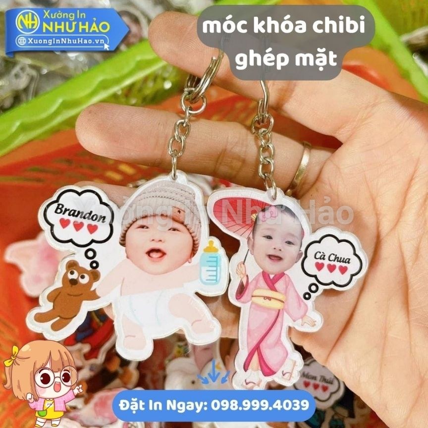 Xưởng In Móc Khóa Chibi Ghép Mặt Bé Thiết Kế Dễ Thương Chất Lượng Cao - Ảnh 3